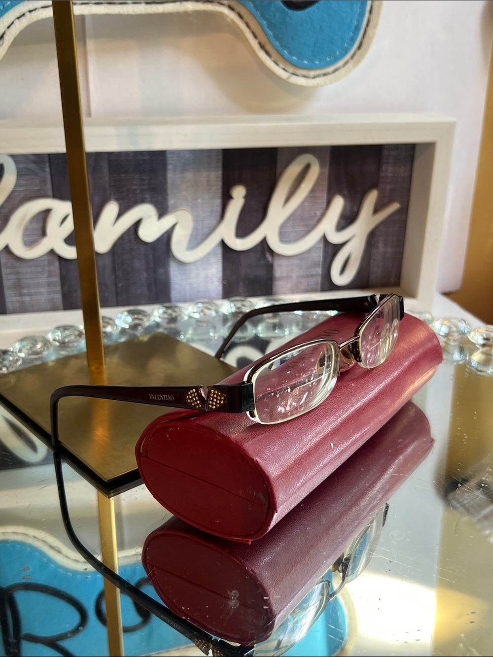 Valentino prescription glases with Red Leather Eyeglass Case - Picture 11 of 14